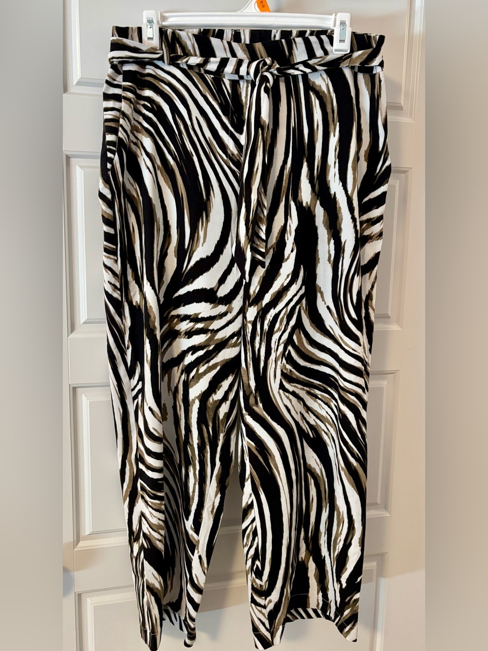 Joseph Ribkoff Zebra-Print Wide Leg Pants in Black, White, Brown